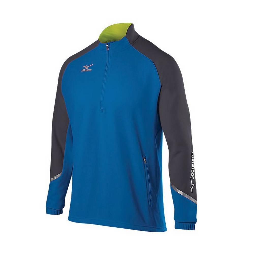 Mizuno Elite 1/2 Zip - Erkek Pullover - Kraliyet Mavisi/Gri Türkiye (NXQTIM-781)